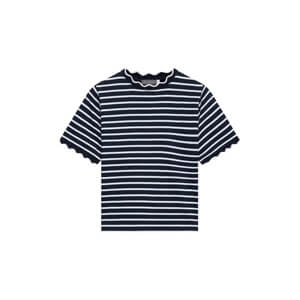Mint Velvet Navy Stripe Scallop Trim T-Shirt